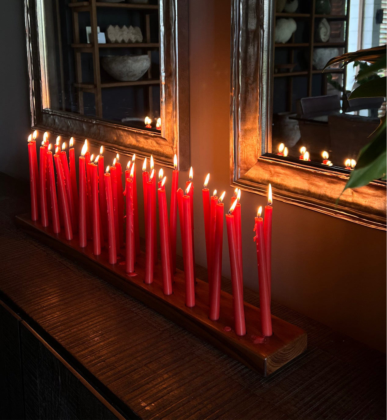 Base de madera porta velas