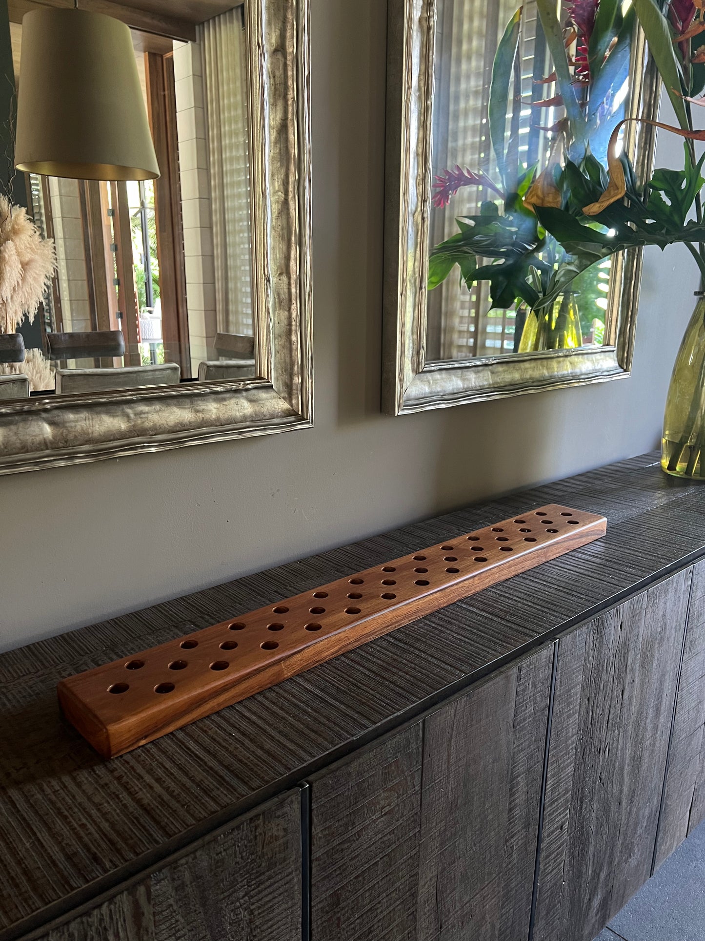 Base de madera porta velas