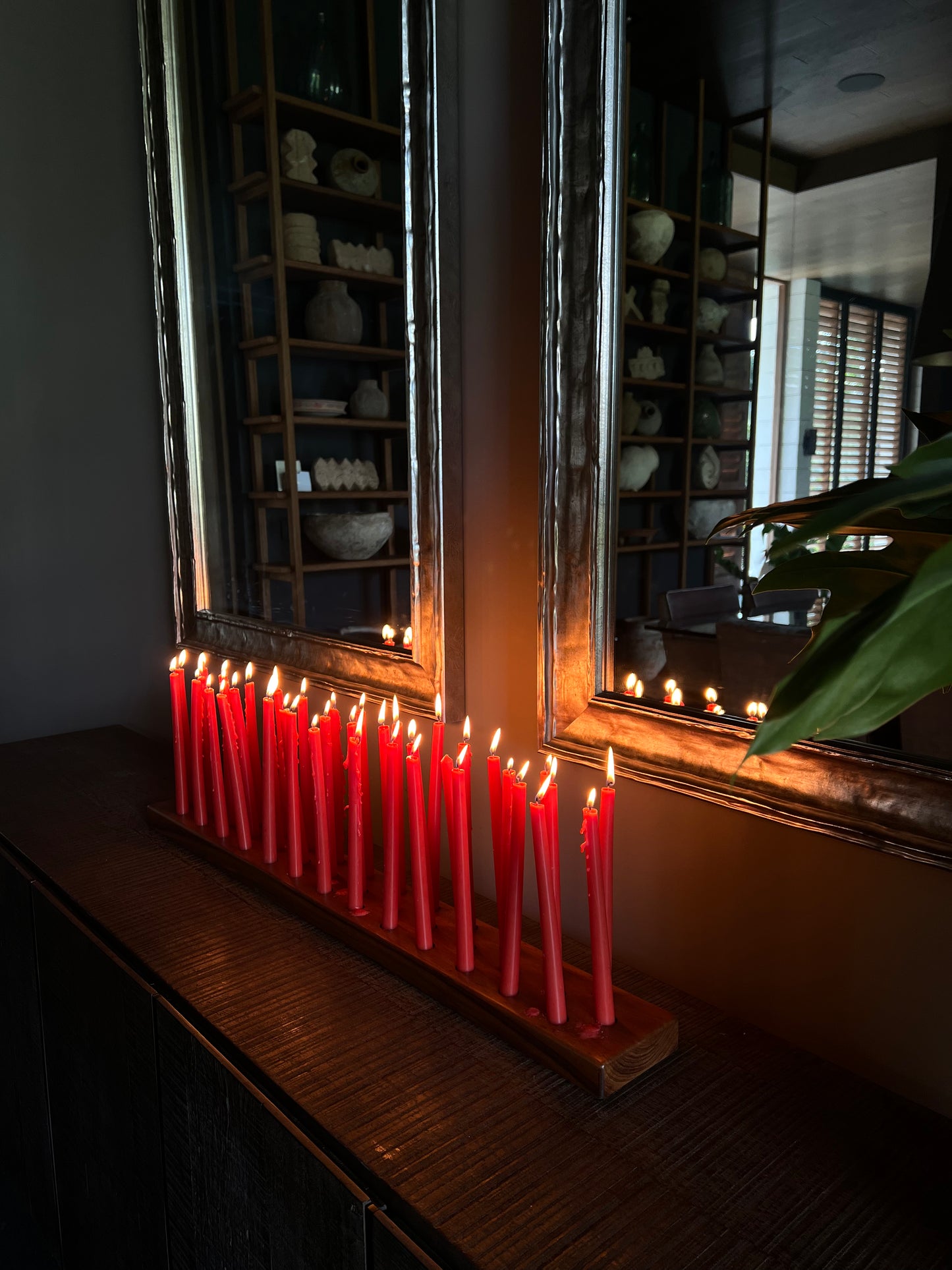 Base de madera porta velas