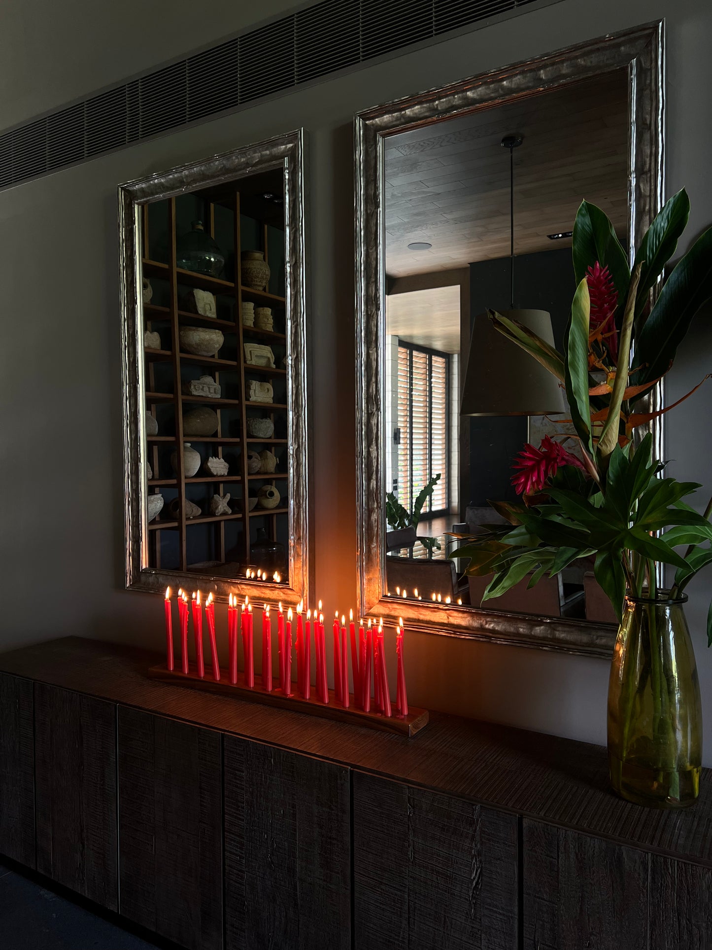 Base de madera porta velas
