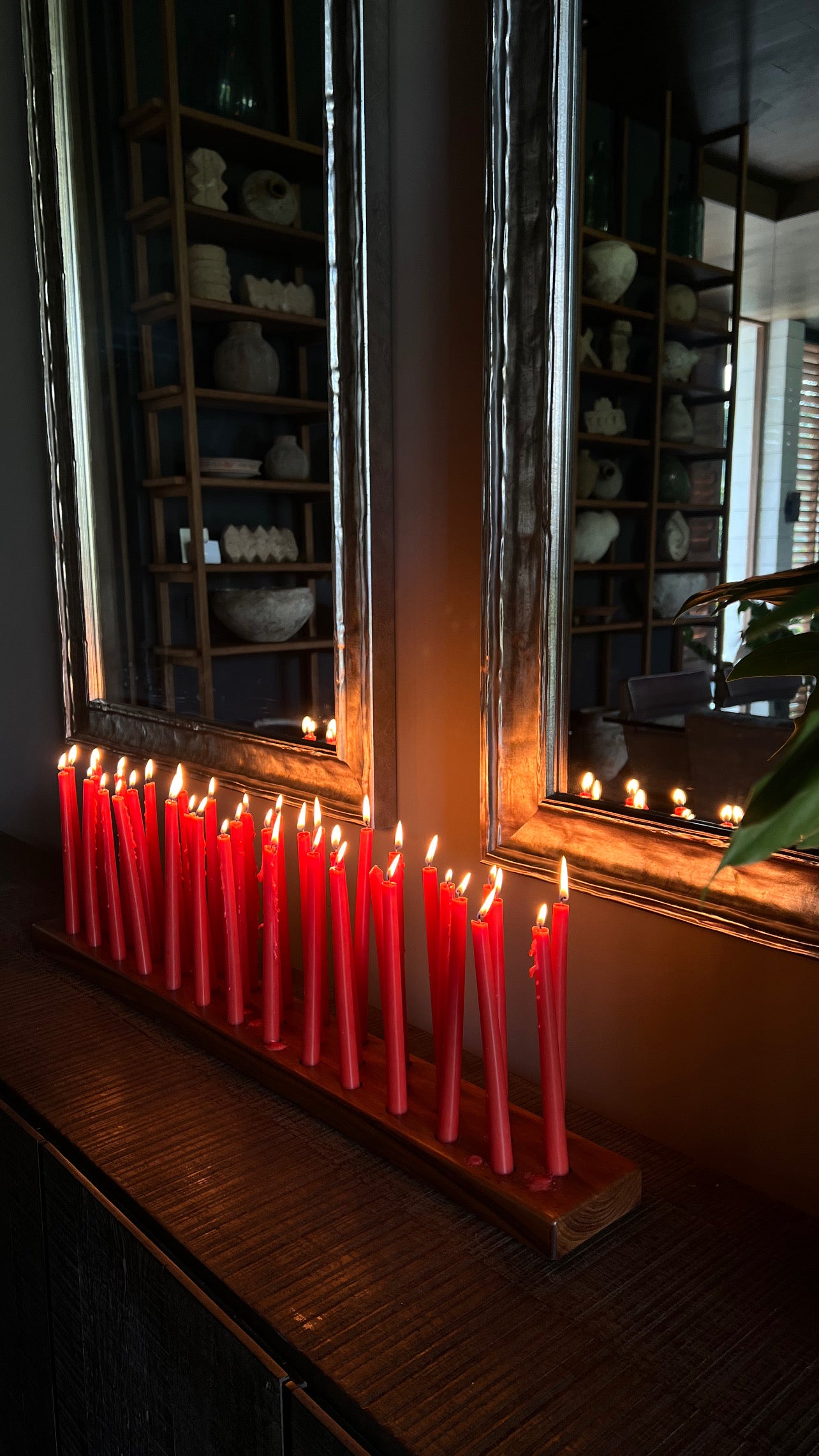 Base de madera porta velas